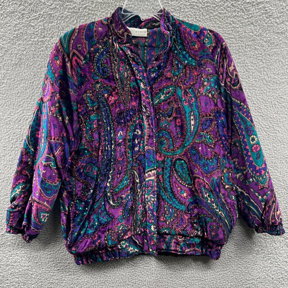Vintage Lillie Rubin Velvet Jacket Medium Whimsigoth Beaded 80s‎ Indie Ethereal